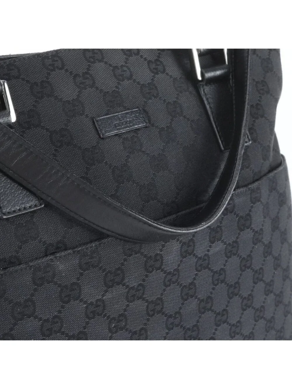 Gucci GG Canvas Leather 2-Way Tote Bag Shoulder Business Black